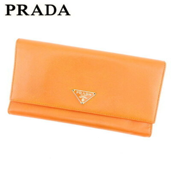 Prada long Wallet zipper orange leather - Picture 1 of 6